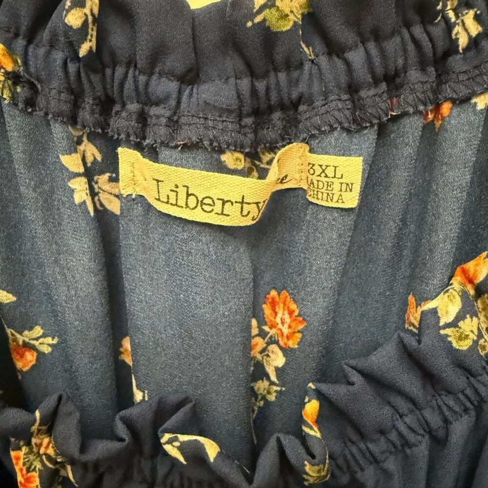 Liberty Love Blue Floral Off-the-Shoulder Dress -‎ 3XL